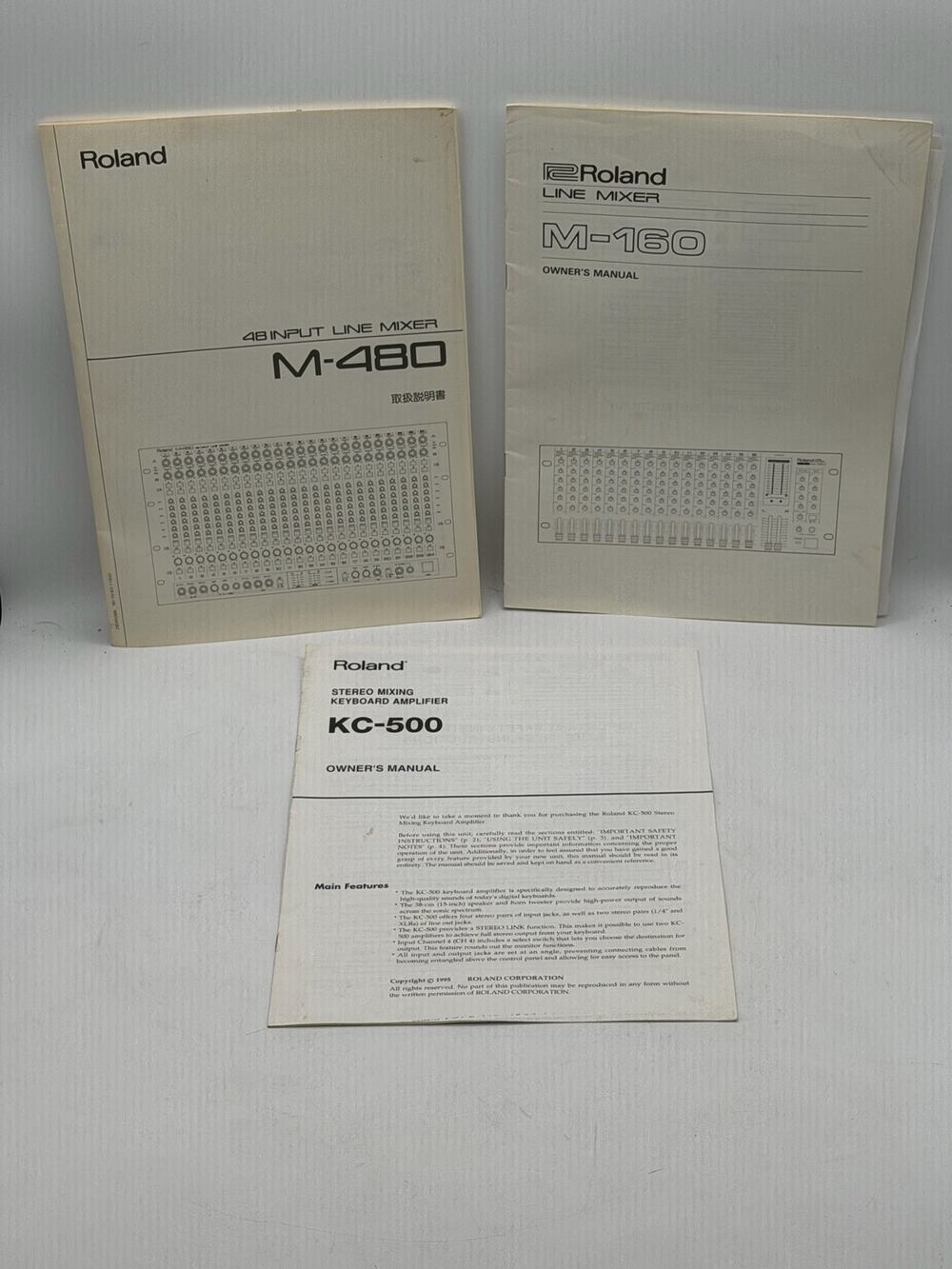 Vintage Roland Pro Audio Owner's Manual Lot-M-480 48-Input Mixer,M-160 Mixer,etc